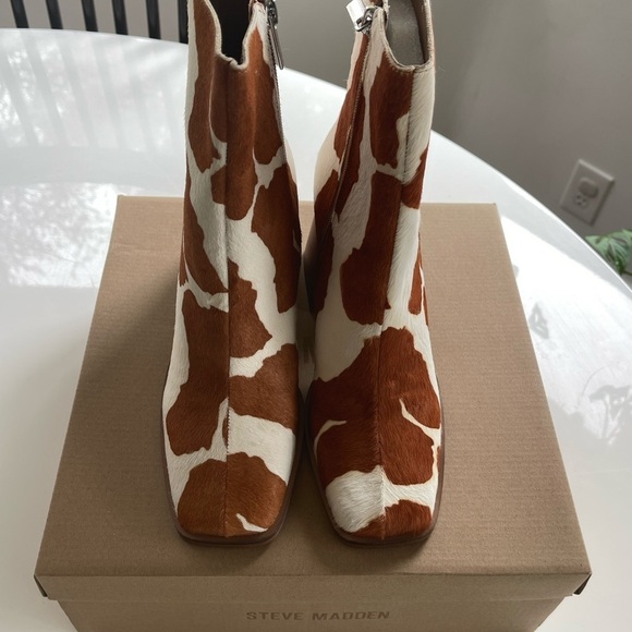 Steve Madden Nara-C Calf Hair Chunky Heel Boots - 7.5 - Picture 5 of 7